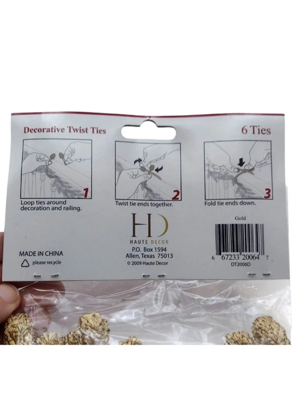 NEW Haute Decor 20 inch Gold Holiday Decorative Twist Ties 3 Packs of 6